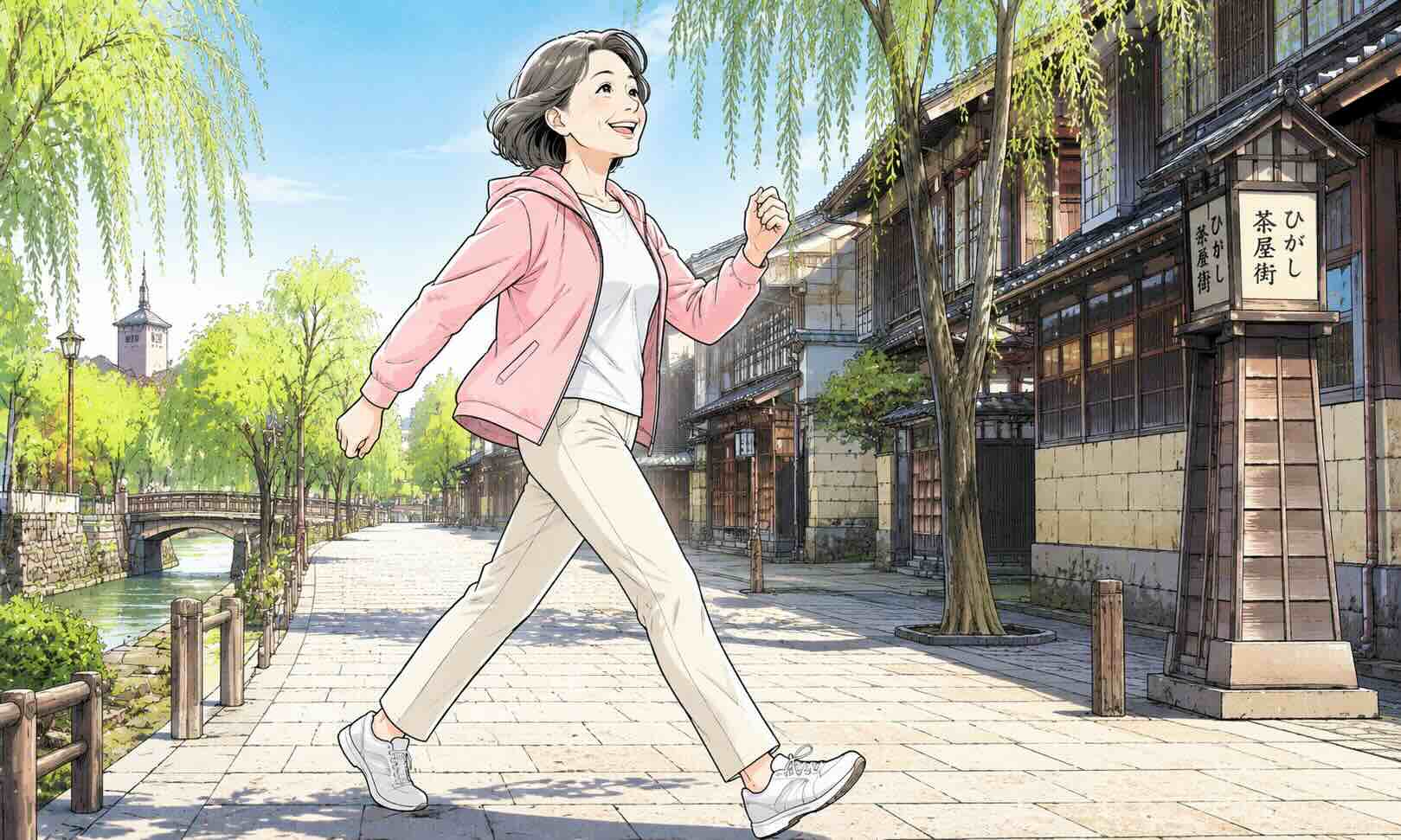 歩幅が広がり、歩くのが楽しくなる